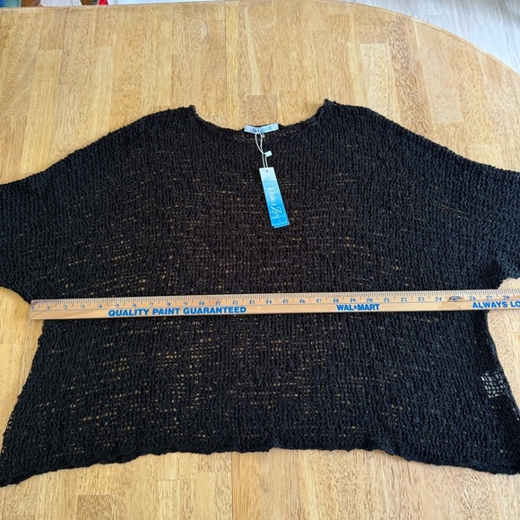 Elsie and Zoey Black Open Knit Sweater coastal boho Cottagecore OS - Picture 2 of 12